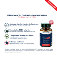 Gélules Ginseng HRG80 pour performance cognitive, complément alimentaire en bouteille