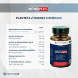 Gélules de ginseng, bacopa, ginkgo, zinc, vitamine B5, complément mémoire