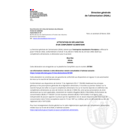 Document officiel de déclaration de complément alimentaire Blue Rise, conformité réglementaire