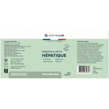 Étiquette produit Nootrolab Drainage & Détox Hépatique, complément alimentaire bio en gélules pour le foie, à base d’artichaut, radis noir, desmodium et romarin.