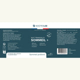 Étiquette complète du flacon Nuit Tranquille Sommeil+ avec composition, précautions et informations fabricant.