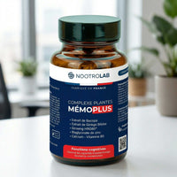 Gélules mémoire naturelle pour concentration, Mémoplus, complément alimentaire en bouteille