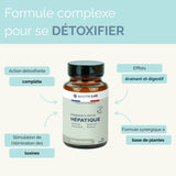 Formule complexe Drainage & Détox hépatique à base de plantes, effets drainant, digestif et détoxifiant pour le foie.