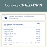 Conseils d'utilisation du complément Cérebro + Tonic Cérébral : 2 gélules par jour avec repas, cure d’un mois.