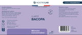 Étiquette du flacon Clarté Bacopa Nootrolab, supplément ayurvédique pour améliorer la mémoire et les capacités cognitives.