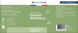 Étiquette du complément Rhodiola | Résilience au Stress & Équilibre Émotionnel de Nootrolab. Ingrédients, posologie et informations nutritionnelles.