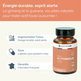 Présentation des effets de Tonus Biotonique, cure bio pour énergie durable et esprit alerte, fabriquée en France avec ginseng et guarana.