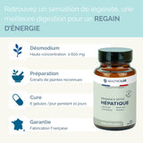 Bénéfices du complément Drainage & Détox hépatique : regain d’énergie, digestion améliorée, haute concentration en desmodium.