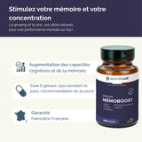 Mémoboost - La cure pour la mémoire avec ginseng et zinc, améliore concentration et capacités cognitives, cure de 30 jours recommandée.
