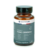 Flacon de gélules Cérebro + Tonic Cérébral de Nootrolab pour cure mémoire et concentration, enrichi en plantes et vitamines.